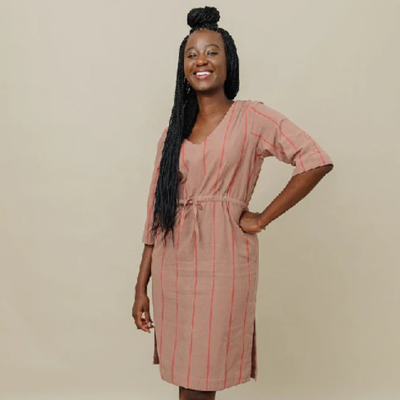 Mata Traders Lori Dress Cocoa Stripe NWT - Picture 3 of 10